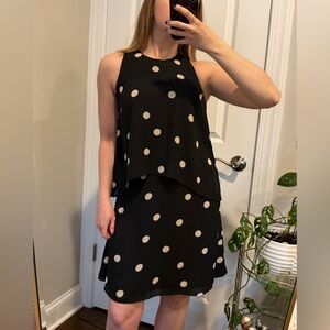 Ann Taylor Black Dress with Cream Polka Dots